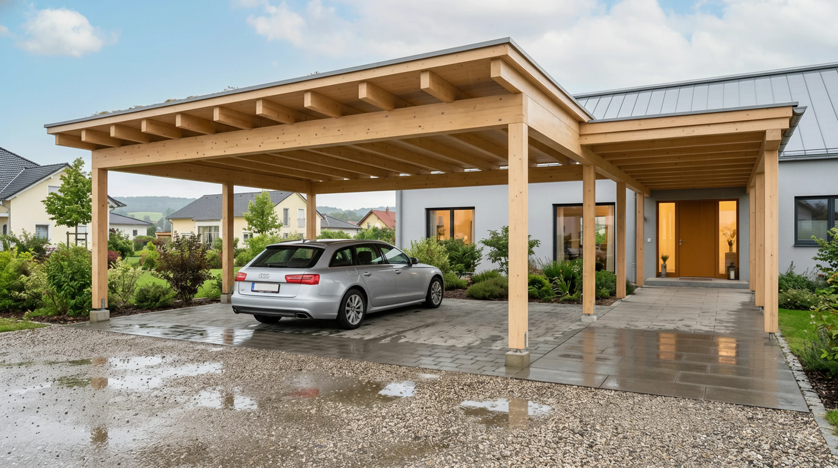 Landhaus-Carport mit Satteldach