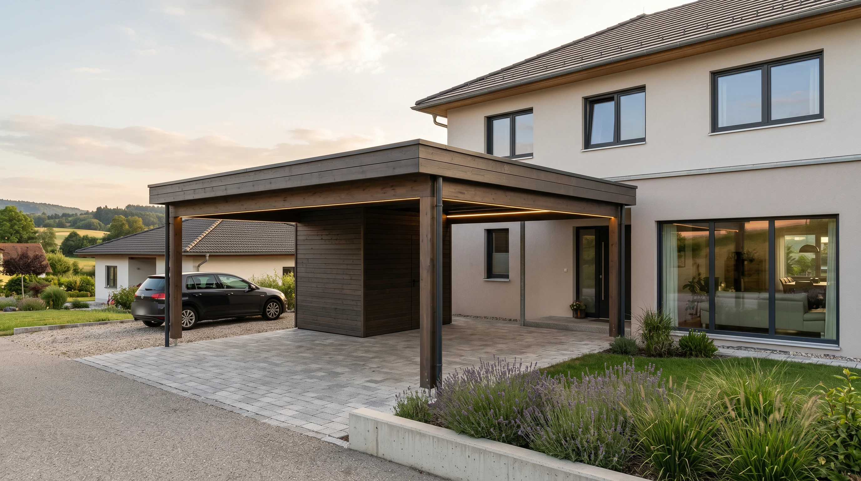 Carport mit Gründach & Geräteraum